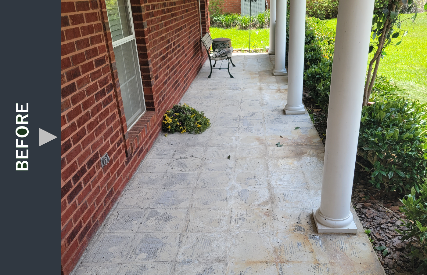 White Column Patio BEFORE